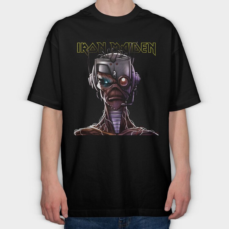 Iron Maiden Robot Face, Tricou Oversize Barbati (Unisex)