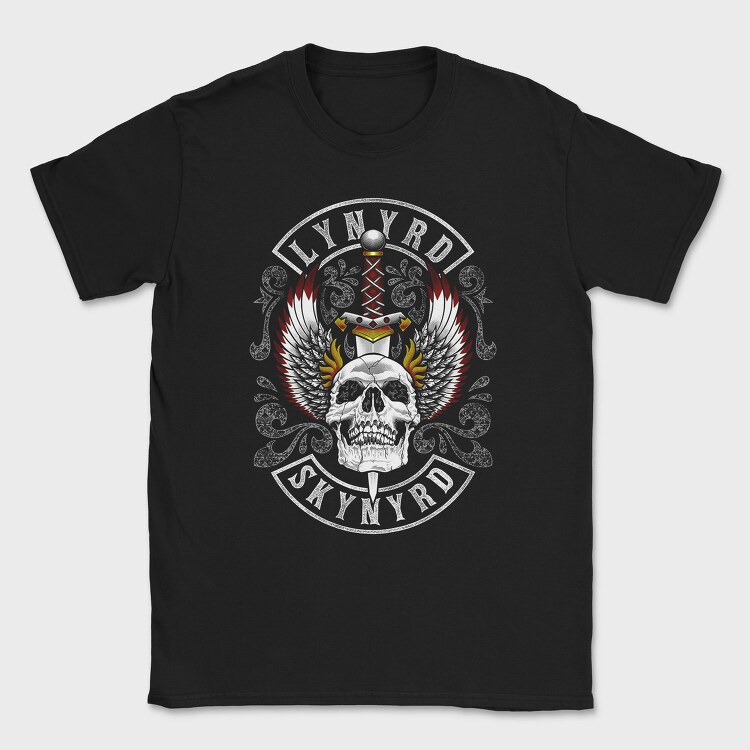 Lynnyrd Skynyrd Flames Flag Skull 2, Tricou Barbati (Unisex)