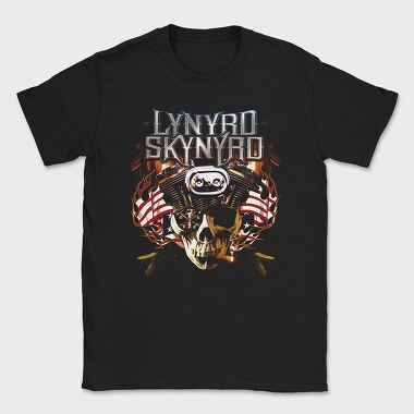 Lynnyrd Skynyrd Flames Flag Skull, Tricou Barbati (Unisex)