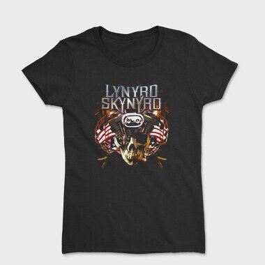 Lynnyrd Skynyrd Flames Flag Skull, Tricou Femei