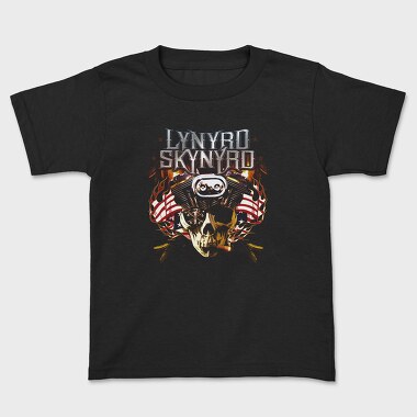 Lynnyrd Skynyrd Flames Flag Skull, Tricou Copii