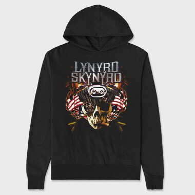 Lynnyrd Skynyrd Flames Flag Skull, Hanorac Oversize Barbati (Unisex)