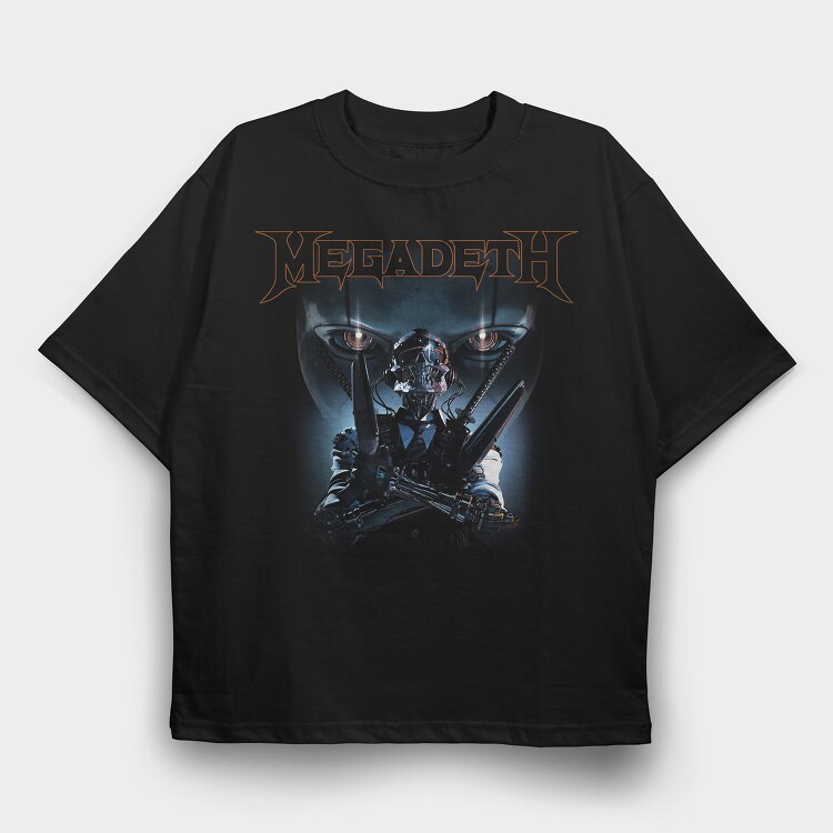 Megadeth Robot Face Eyes, Tricou Oversize Barbati (Unisex)