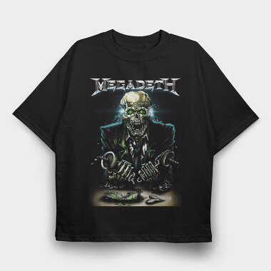Megadeth Skull Planet Flames 2, Tricou Oversize Barbati (Unisex)