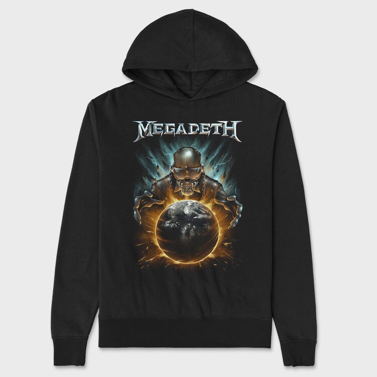 Megadeth Skull Planet Flames, Hanorac Oversize Barbati (Unisex)