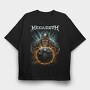 Megadeth Skull Planet Flames, Tricou Oversize Barbati (Unisex)