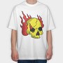 Burning Skull, Tricou Oversize Barbati (Unisex)