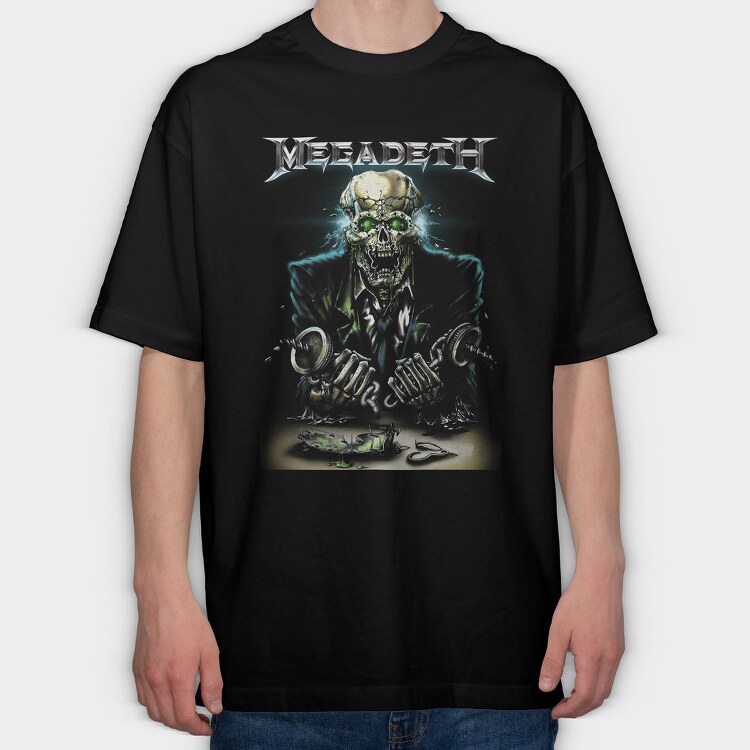 Megadeth Skull Planet Flames 2, Tricou Oversize Barbati (Unisex)
