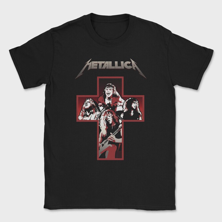 Metallica Cross Red Guitarist, Tricou Barbati (Unisex)
