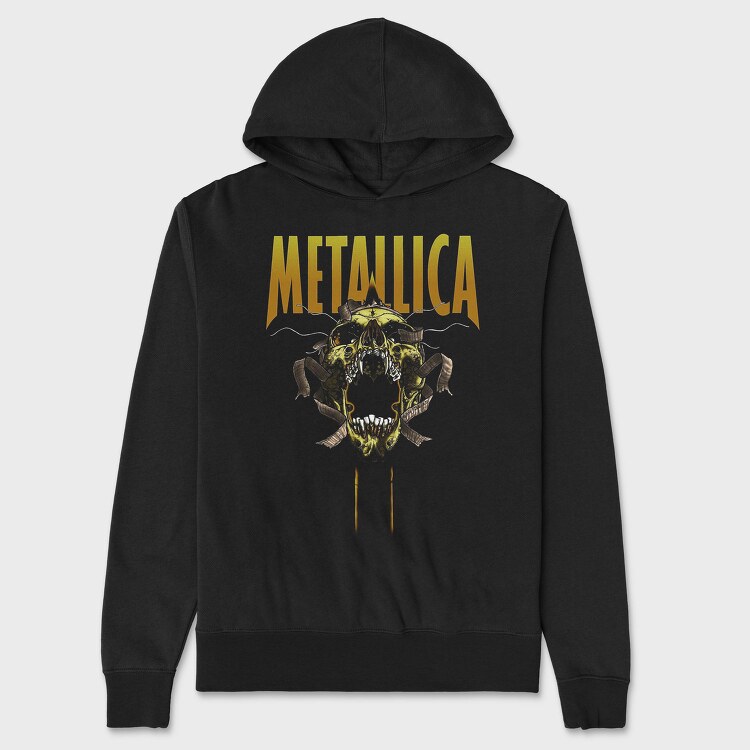 Metallica Skull Flames Eyes 3, Hanorac Oversize Barbati (Unisex)