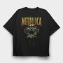 Metallica Skull Flames Eyes 3, Tricou Oversize Barbati (Unisex)