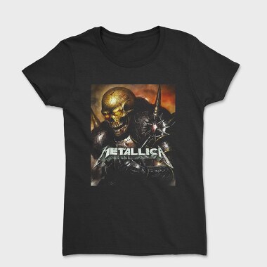 Metallica Skull Flames Red Eyes, Tricou Femei