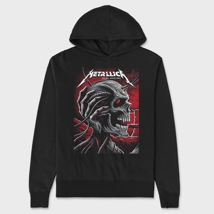 Metallica Skull Red Eyes, Hanorac Oversize Barbati (Unisex)