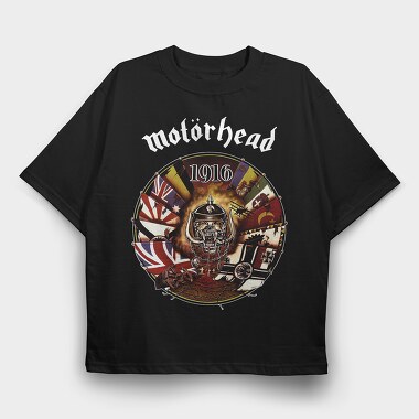 Motorhead 1916 Devil British Flag, Tricou Oversize Barbati (Unisex)