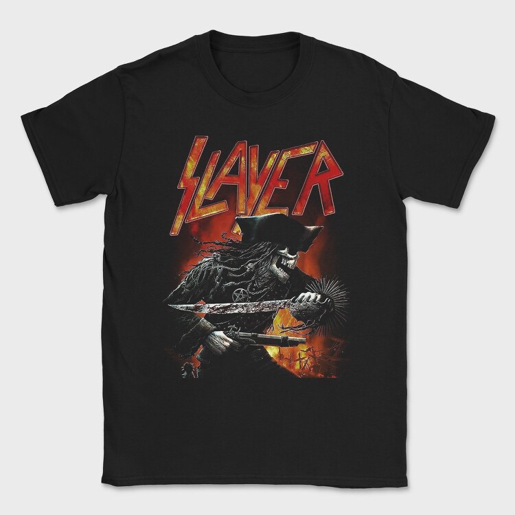 Slayer Flames Pentagram Eyes, Tricou Barbati (Unisex)