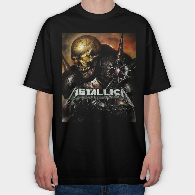 Metallica Skull Flames Red Eyes, Tricou Oversize Barbati (Unisex)