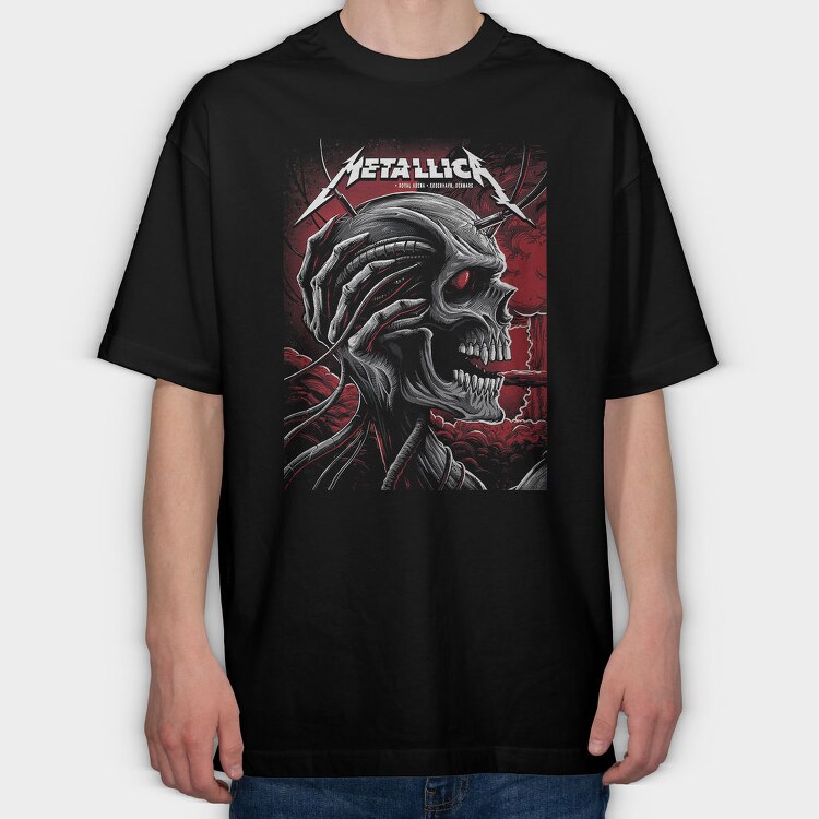 Metallica Skull Red Eyes, Tricou Oversize Barbati (Unisex)