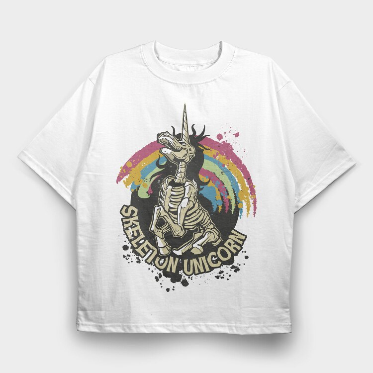 Skeleton Unicorn, Tricou Oversize Barbati (Unisex)