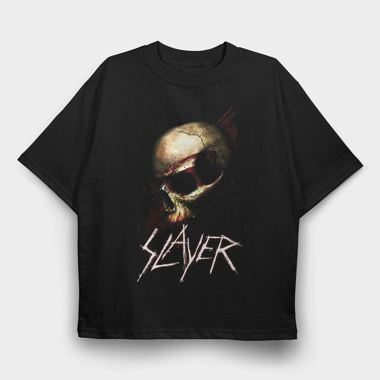 Slayer Skull Flames Crosses 4, Tricou Oversize Barbati (Unisex)