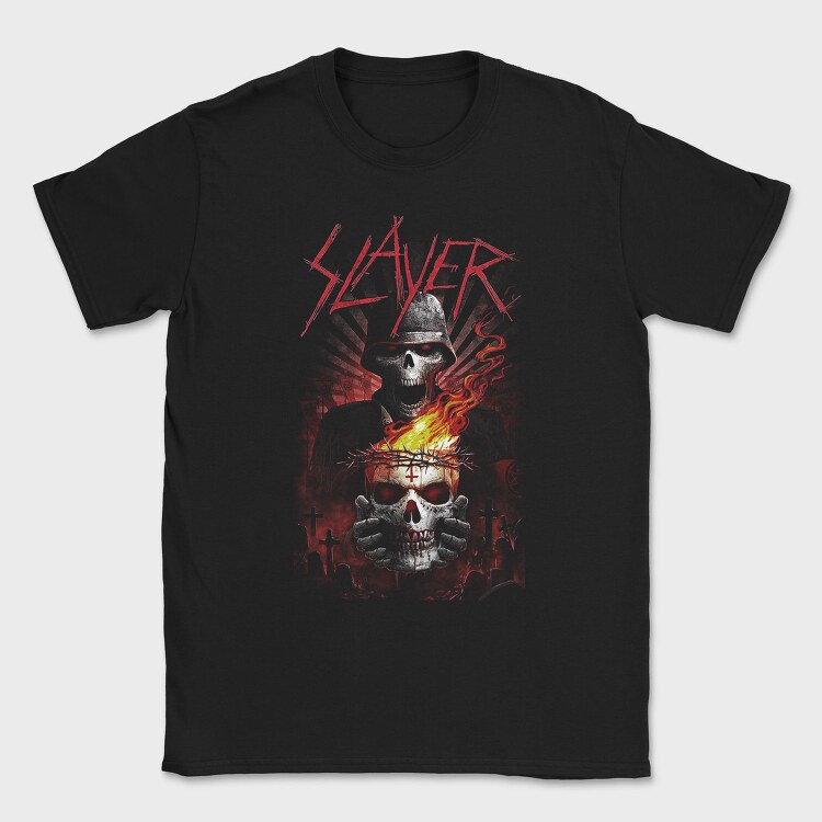 Slayer Skull Flames Crosses, Tricou Barbati (Unisex)