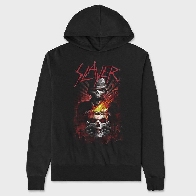 Slayer Skull Flames Crosses, Hanorac Oversize Barbati (Unisex)