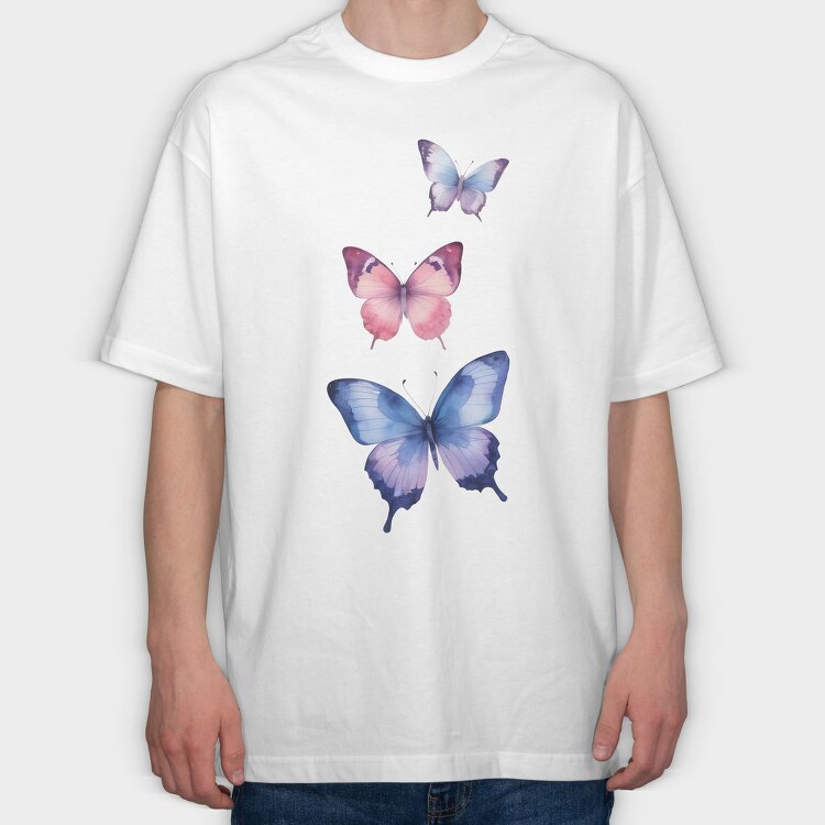 Colorful Watercolor Butterflies, Tricou Oversize Barbati (Unisex)