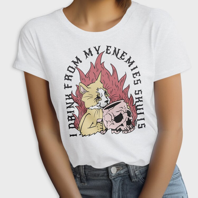 Cat Skull Mug, Tricou Femei