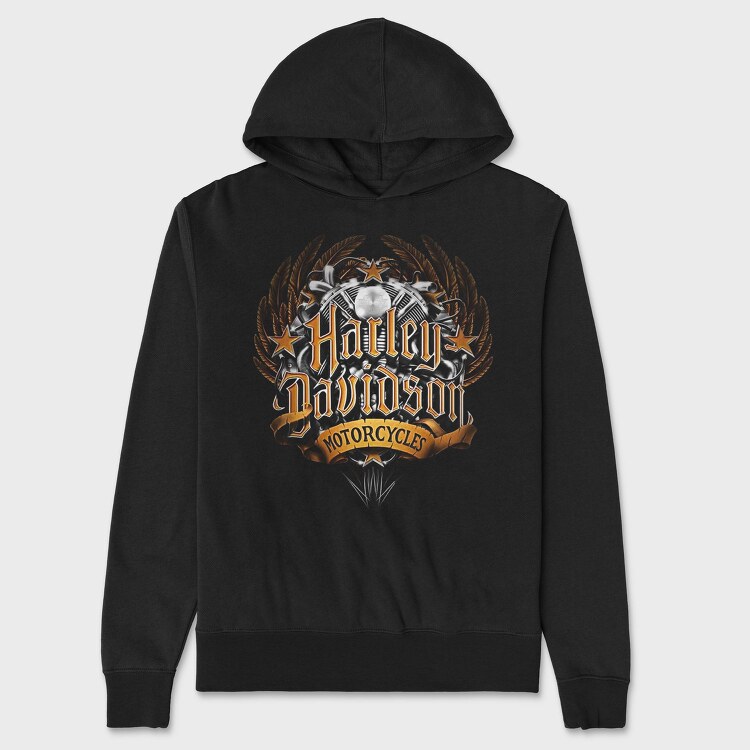 Harley Davidson Wreath Stars Bike, Hanorac Oversize Barbati (Unisex)