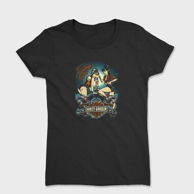 Vintage Garage Biker Girls Harley Davidson, Tricou Femei