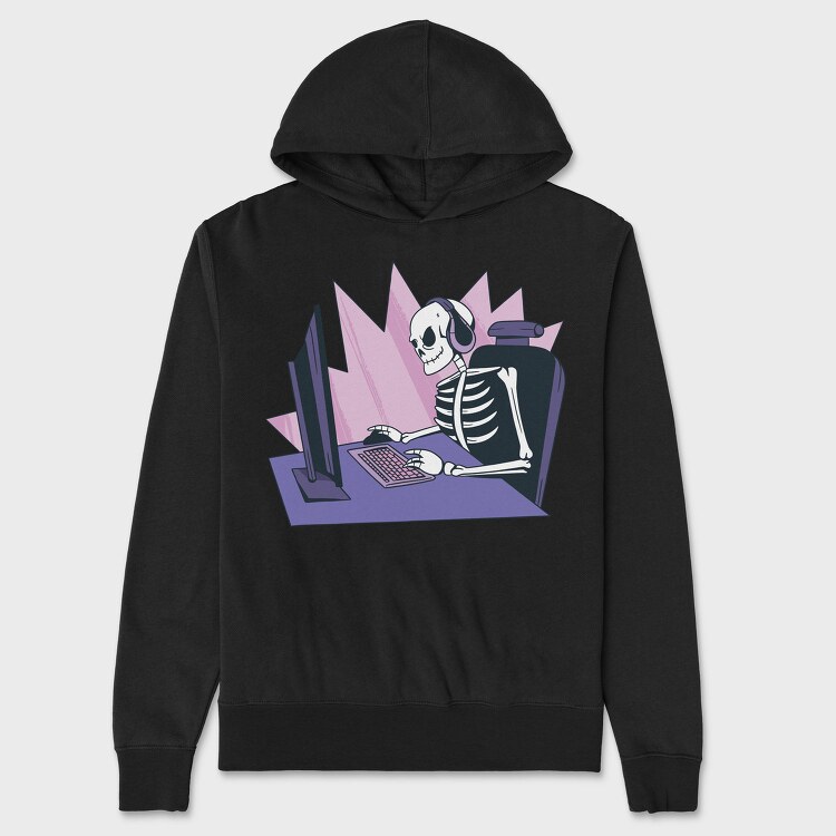 Skeleton Gamer, Hanorac Oversize Barbati (Unisex)