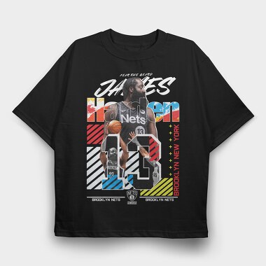James Harden Nets Design, Tricou Oversize Barbati (Unisex)
