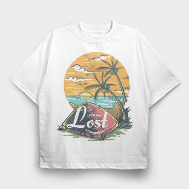 Beach Camping, Tricou Oversize Barbati (Unisex)