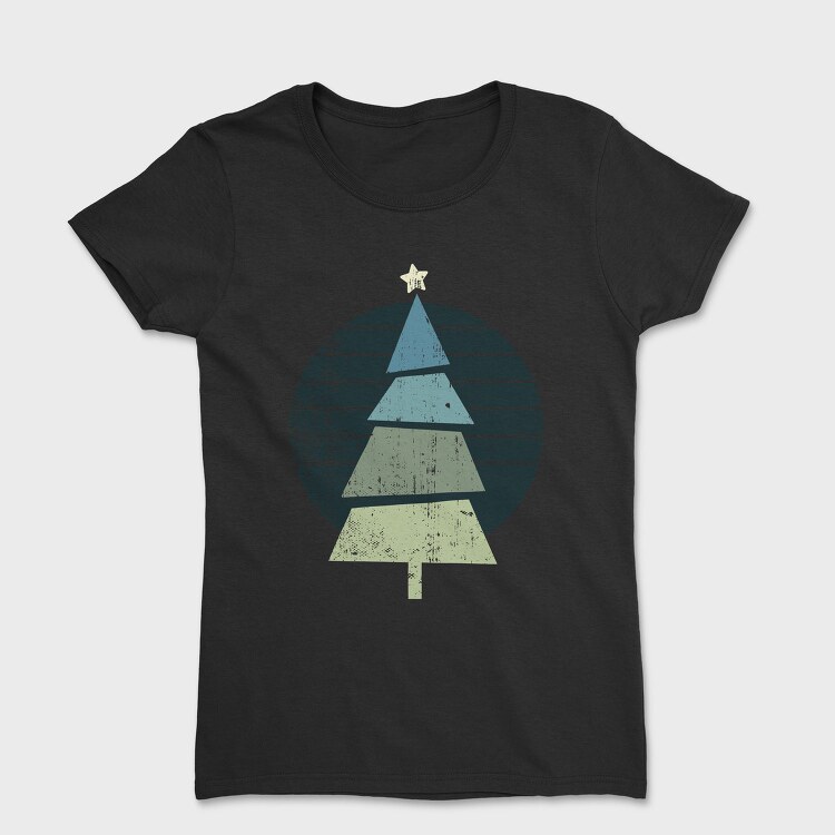 Retro Christmas Tree, Tricou Femei
