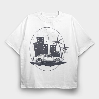 City Night Drive, Tricou Oversize Barbati (Unisex)