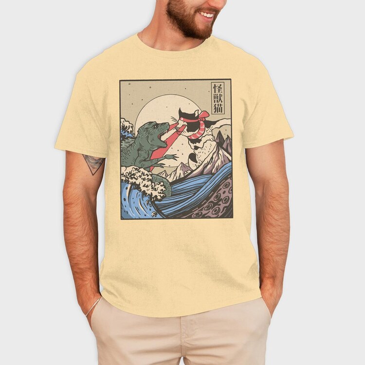 Kaiju Vs Cat, Tricou Barbati (Unisex)