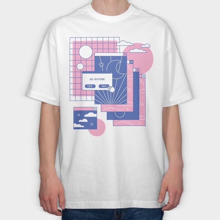 Computer Tabs Vaporwave 90S, Tricou Oversize Barbati (Unisex)