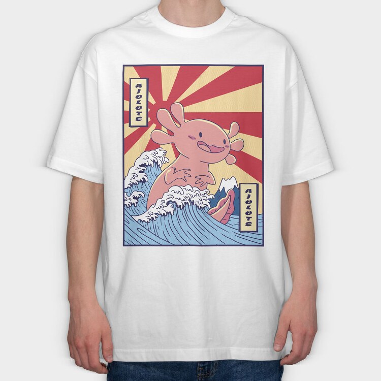 Axolotl Wave, Tricou Oversize Barbati (Unisex)