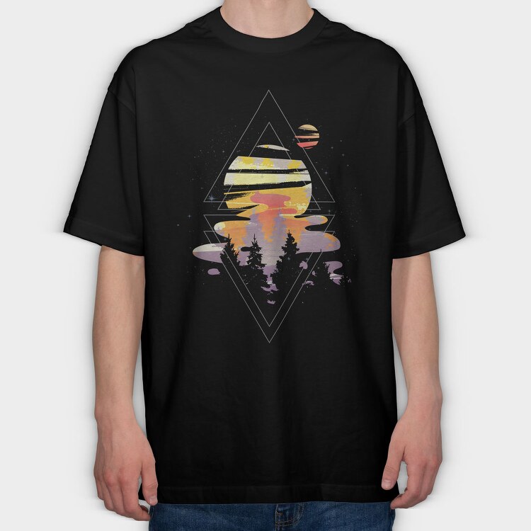 Galaxy Watercolor, Tricou Oversize Barbati (Unisex)