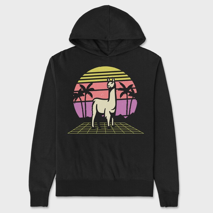 Retro Llama, Hanorac Oversize Barbati (Unisex)
