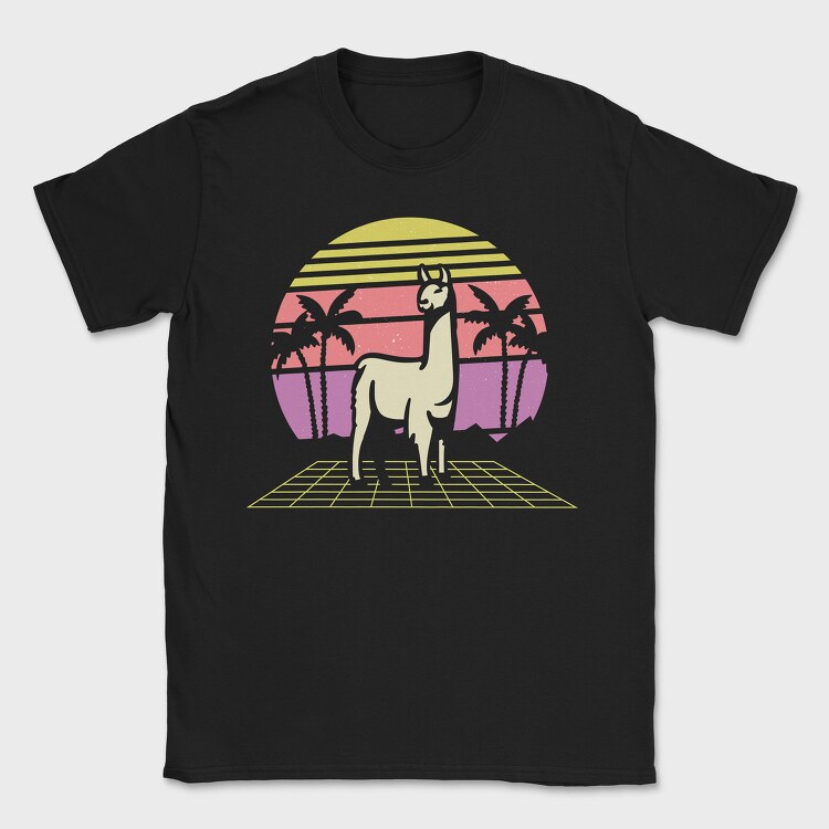 Retro Llama, Tricou Barbati (Unisex)