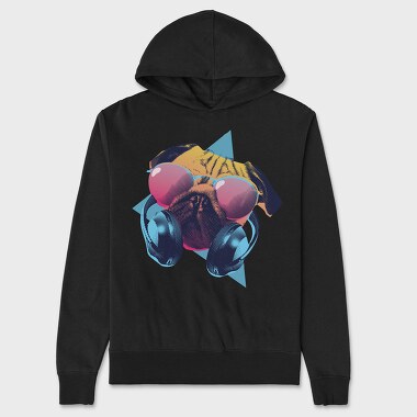 Retro Pug, Hanorac Oversize Barbati (Unisex)