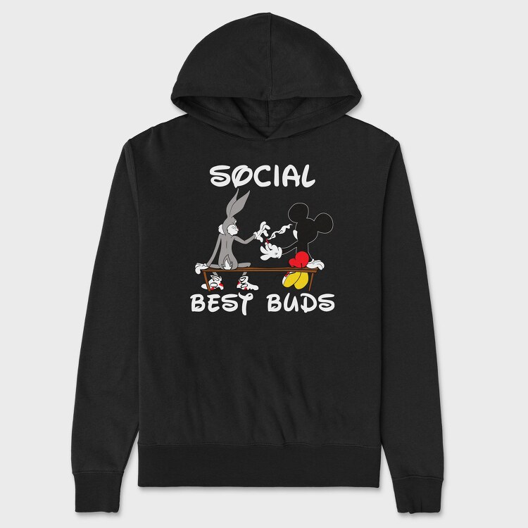 Mickey Bugs Bunny Banana Smoke Urban Art, Hanorac Oversize Barbati (Unisex)