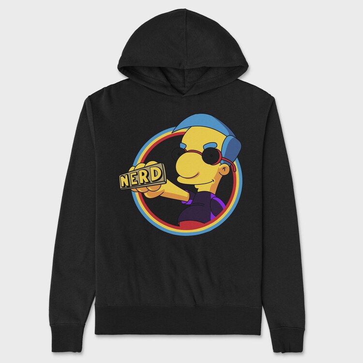 Nerd Simpson Headphones Nerd Tag, Hanorac Oversize Barbati (Unisex)