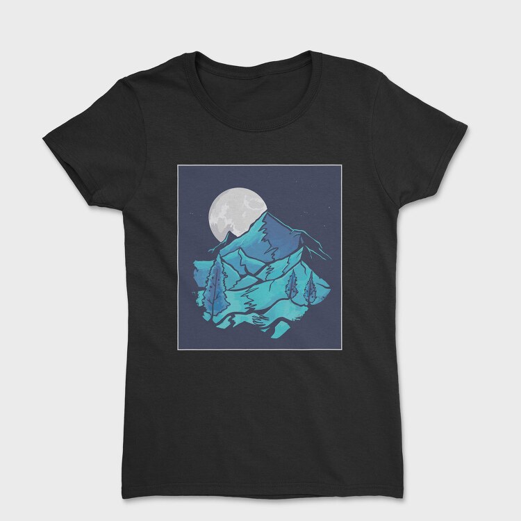 Watercolour Moon Landscape, Tricou Femei