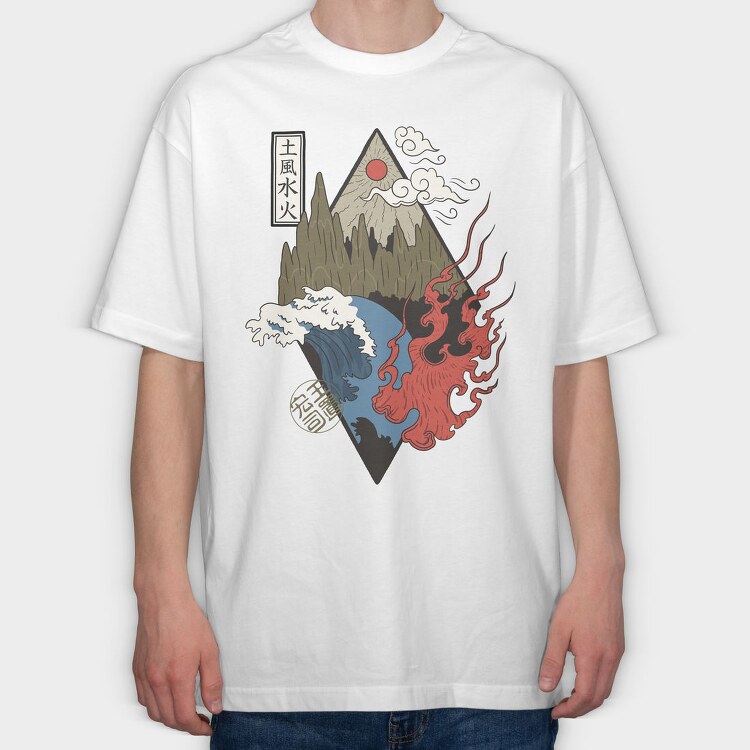 Four Elements, Tricou Oversize Barbati (Unisex)
