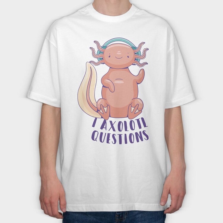 Axolotl With Headphones, Tricou Oversize Barbati (Unisex)