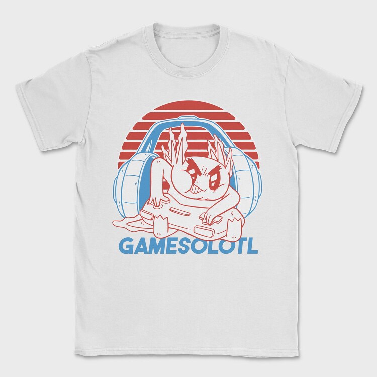 Axolotl With Joystick And Headphones Gamer, Tricou Barbati (Unisex)