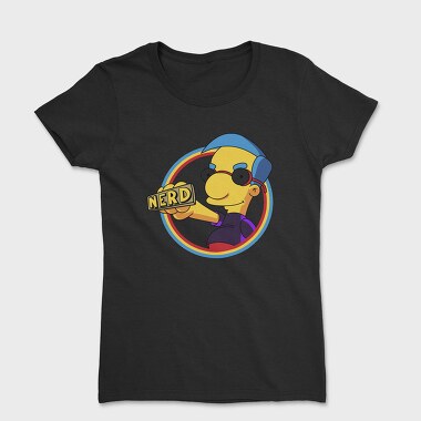 Nerd Simpson Headphones Nerd Tag, Tricou Femei