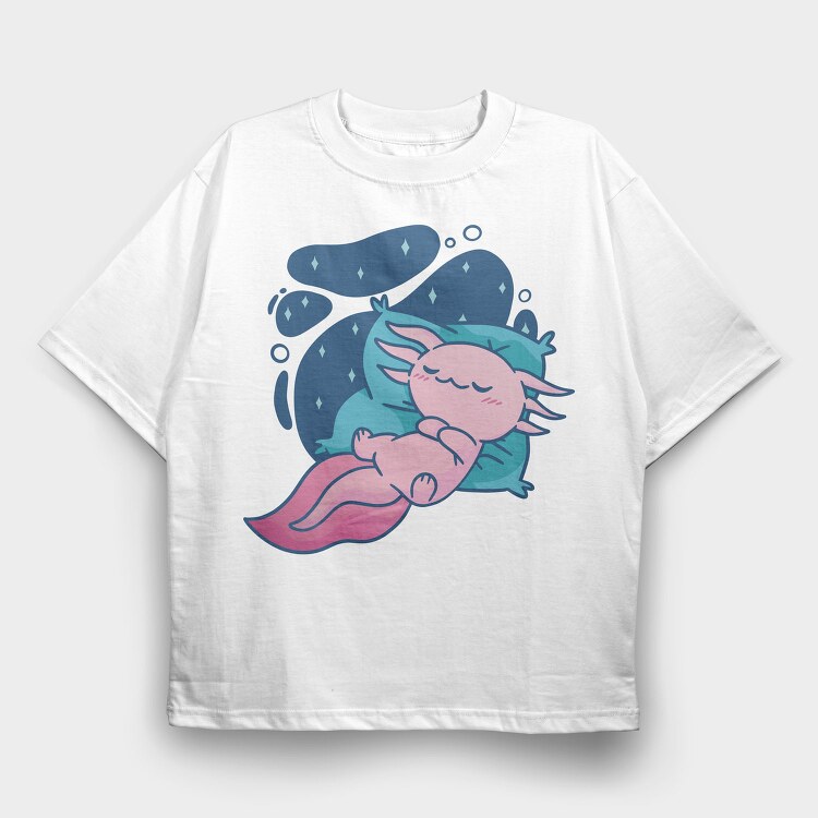 Baby Axlotl Sleeping, Tricou Oversize Barbati (Unisex)