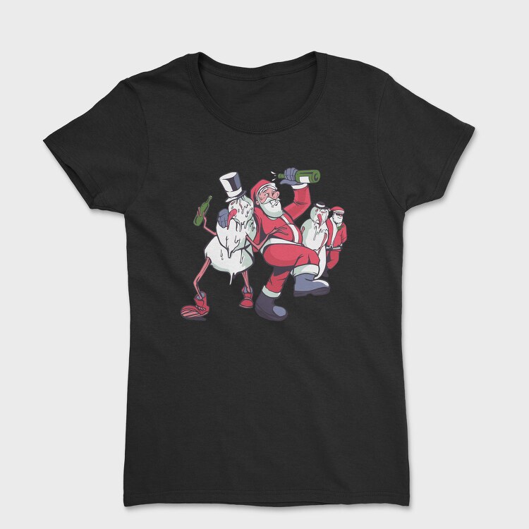 Snowmen Santa Drunk, Tricou Femei